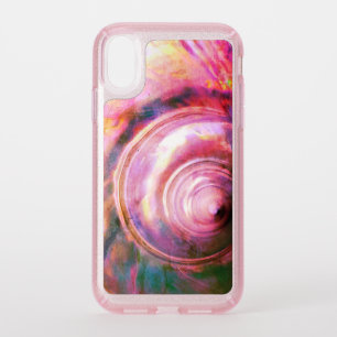 Seashell opal tropical art pink blue green speck iPhone XR case