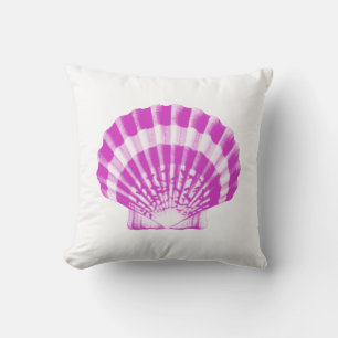 Seashell - orchid and white throw pillow