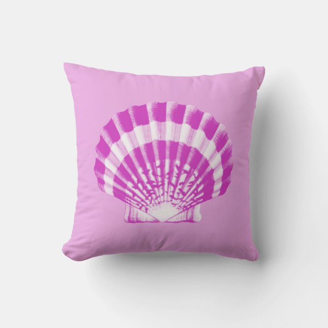 Seashell - orchid and white throw pillow (Front)