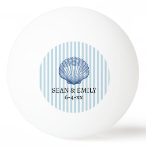 Seashell Painting Nautical Stripe Wedding Favor Ping Pong Ball
