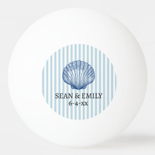 Seashell Painting Nautical Stripe Wedding Favor Ping Pong Ball