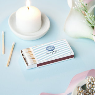 Seashell Painting Nautical Stripe Wedding Matchboxes