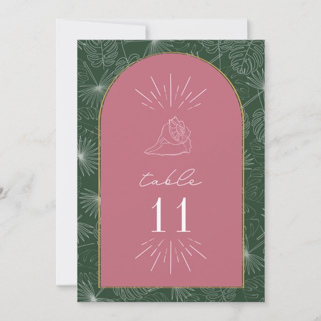 Seashell Palm Beach Wedding Table Number (Front)