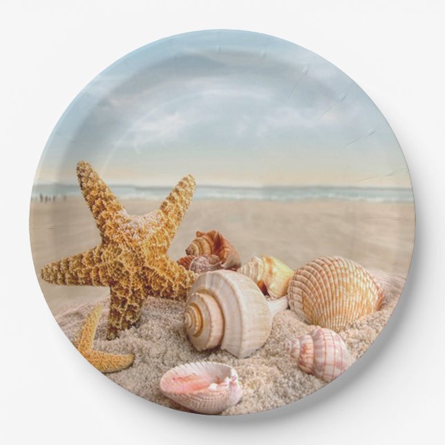 Seashell party paper plates (Front)