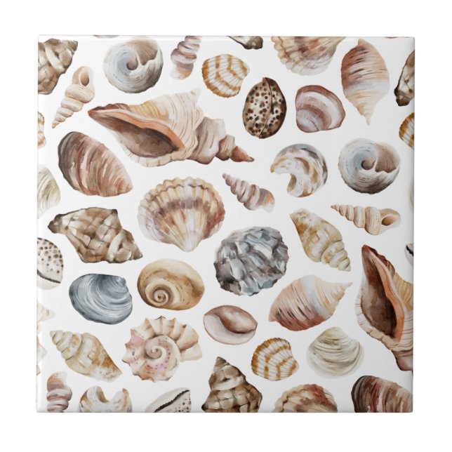 Seashell pattern ceramic tile (Front)