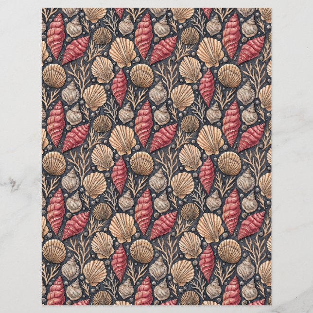 Seashell pattern double-sides scrapbook paper (Front)