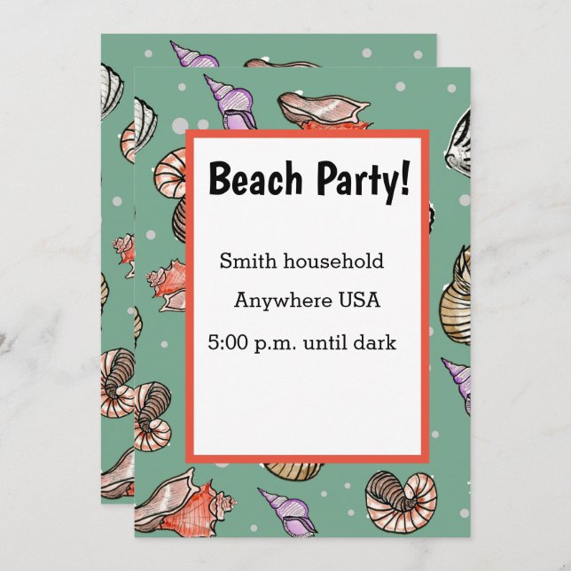 Seashell Pattern Invitation (Front/Back)