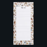 Seashell pattern magnetic notepad<br><div class="desc">Seashell pattern with a collection of different nautical shells on a white background.
Personalize with your name or message in matching font on a white list.
Pale gray writing lines can be deleted for a blank pad.</div>