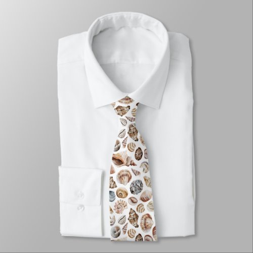 Seashell pattern neck tie