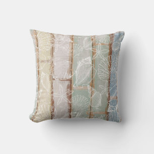 Seashell Pattern On Beach Wood Throw Pillow