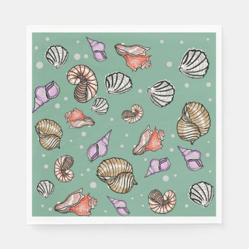 Seashell Pattern on Paper Napkins