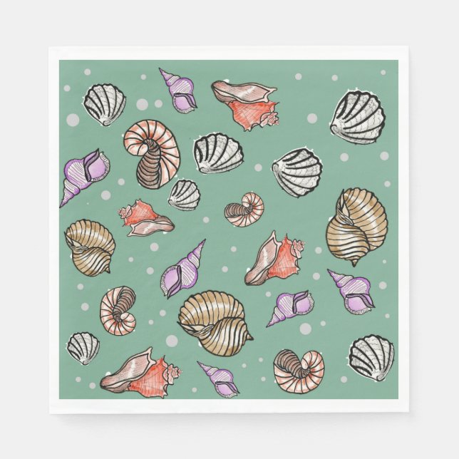 Seashell Pattern on Paper Napkins (Front)
