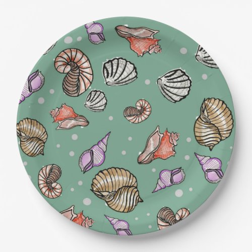 Seashell Pattern Paper Plates