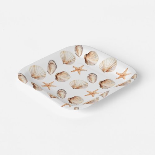 Seashell Pattern Party Paper Plates