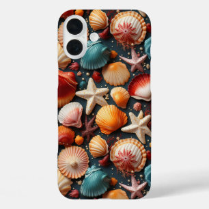 Seashell Pattern Radiant Coastal Design iPhone 16 Plus Case