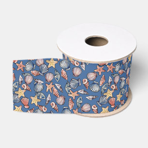 Seashell Pattern Seashells Ocean Sea Shells        Grosgrain Ribbon