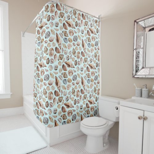 Seashell pattern shower curtain