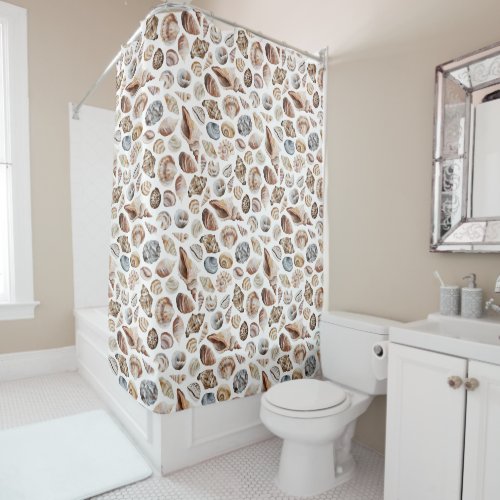 Seashell pattern shower curtain