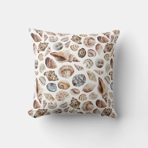 Seashell pattern throw pillow
