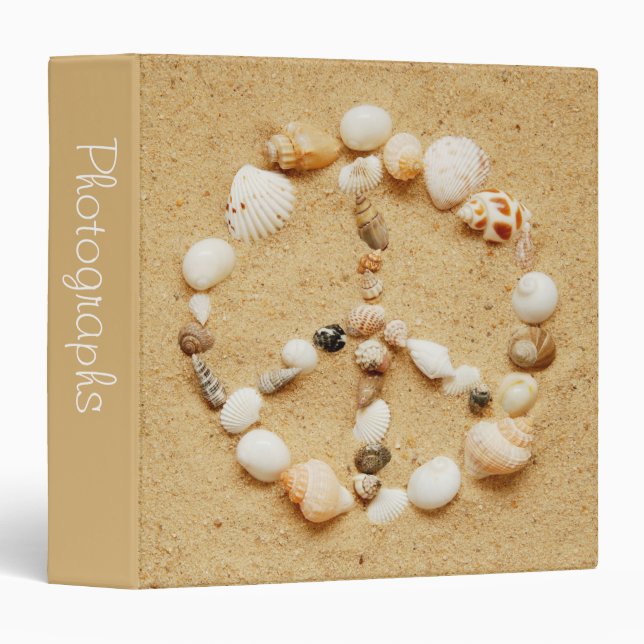 Seashell Peace Sign 1.5" Photo Album 3 Ring Binder (Front/Spine)