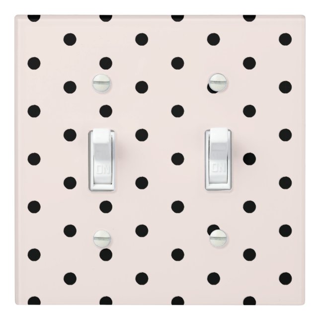 Seashell Peach Whimsical Black Polka Dot Light Swi Light Switch Cover (In Situ)