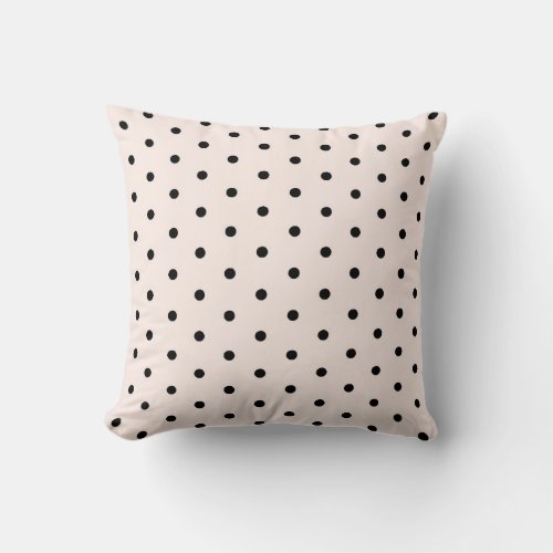 Seashell Peach Whimsical Black Polka Dot Throw Pillow