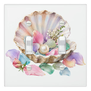 Seashell Pearl Pastel Gem Coastal Home Décor Light Switch Cover