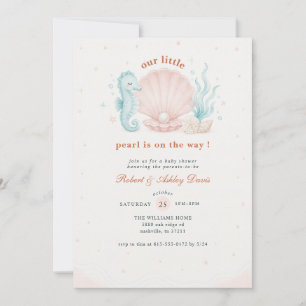 Seashell Pearl Under the Sea Baby Shower Invitation