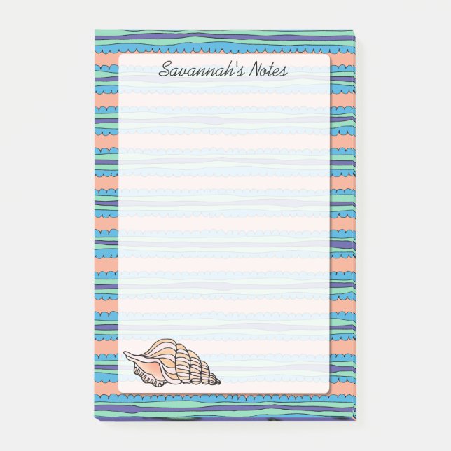 Seashell Personalized 4 x 6 Post-it Notes (Front)