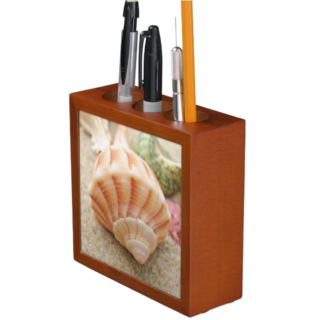 Seashell Photo Beach Coastal Pencil Holder (In Situ)