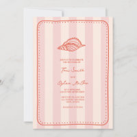 Seashell Pink Stripe Tropical Wedding