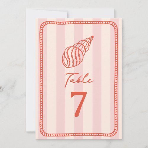 Seashell Pink Stripe Wedding Invitation