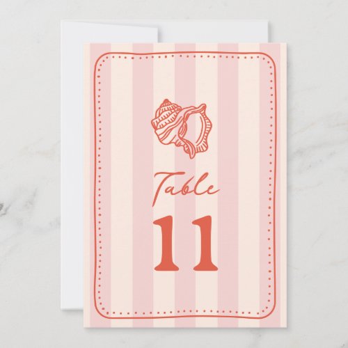 Seashell Pink Stripe Wedding Invitation