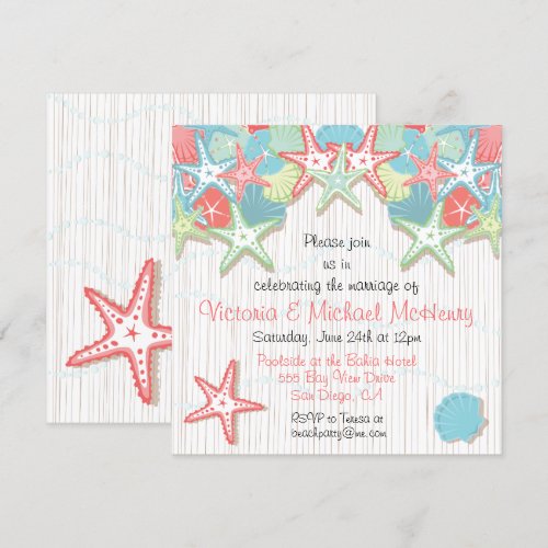 Seashell Post Wedding Reception Party Invitations