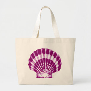 Seashell - purple and white large tote bag