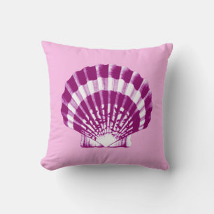 Seashell - purple and white throw pillow