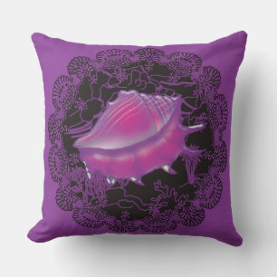 Seashell Purple Outdoor Pillow