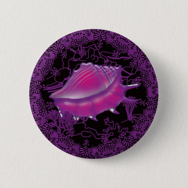 Seashell Purple Pinback Button (Front)