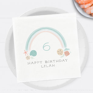 Seashell Rainbow Nautical Birthday Party Napkins
