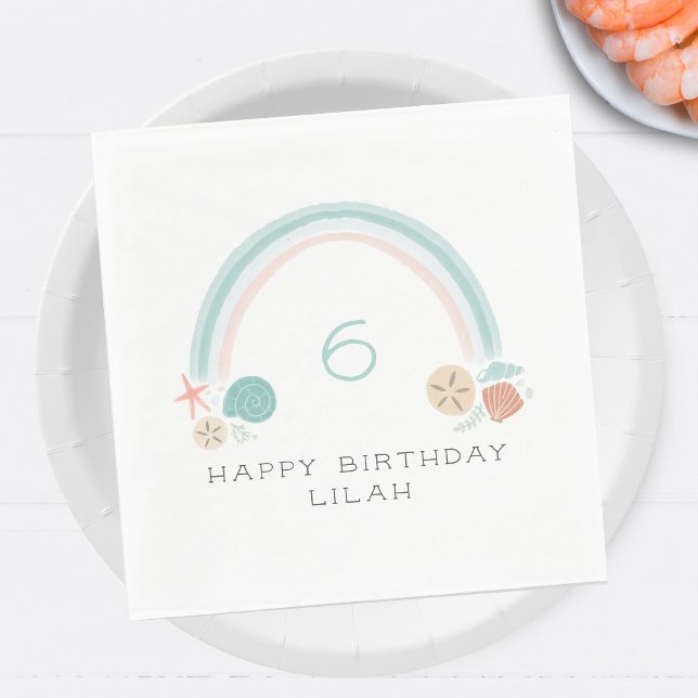Seashell Rainbow Nautical Birthday Party Napkins (Creator Uploaded)