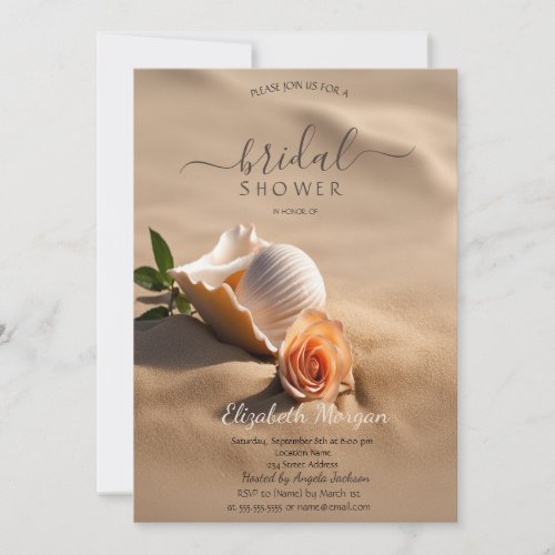 Seashell Rose Sand Bridal Shower  Invitation