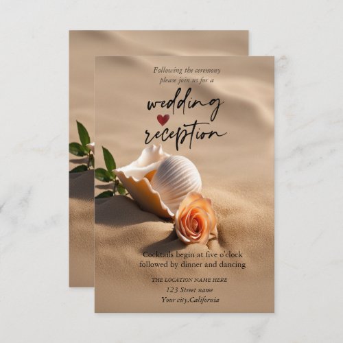 Seashell Rose Sand Reception  Invitation