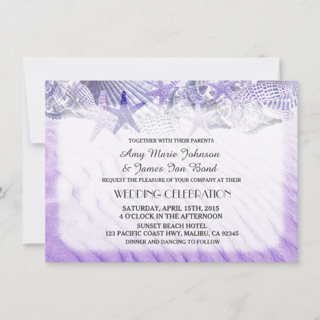 Seashell sand beach wedding invites seashell1 (Front)