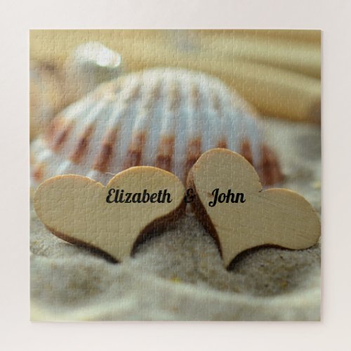 Seashell Sand Hearts Jigsaw Puzzle