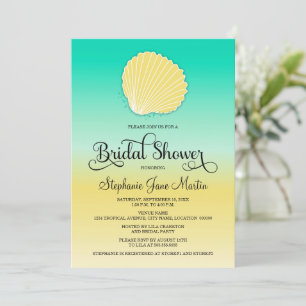 Seashell Sand & Sea Color Ombre Bridal Shower Invitation