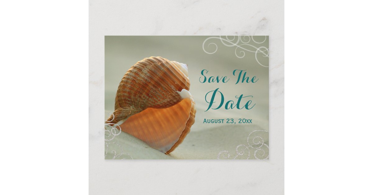 Seashell Save the Date Wedding Post Card | Zazzle