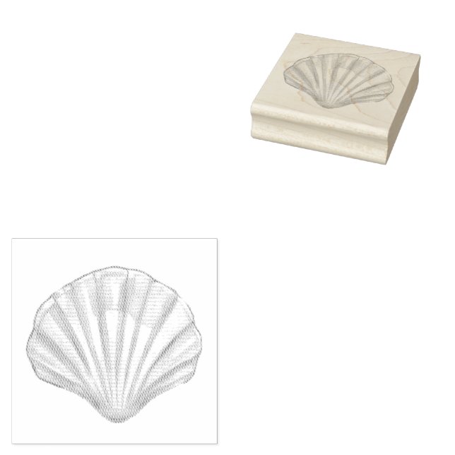 Seashell  ,Scallop Shell ,Shell Rubber Stamp (Stamped)