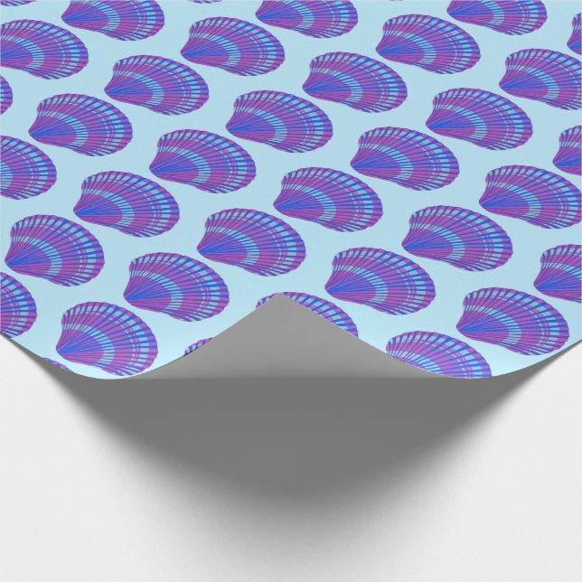 Seashell Scallops Sea Ocean Pattern BLue Purple  Wrapping Paper (Corner)