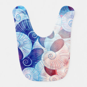 Seashell Scene Pattern Bib