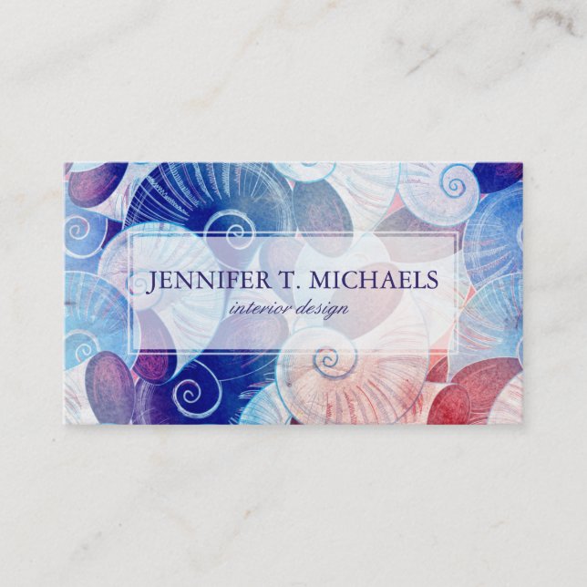 Seashell Scene Pattern Business Card (Front)